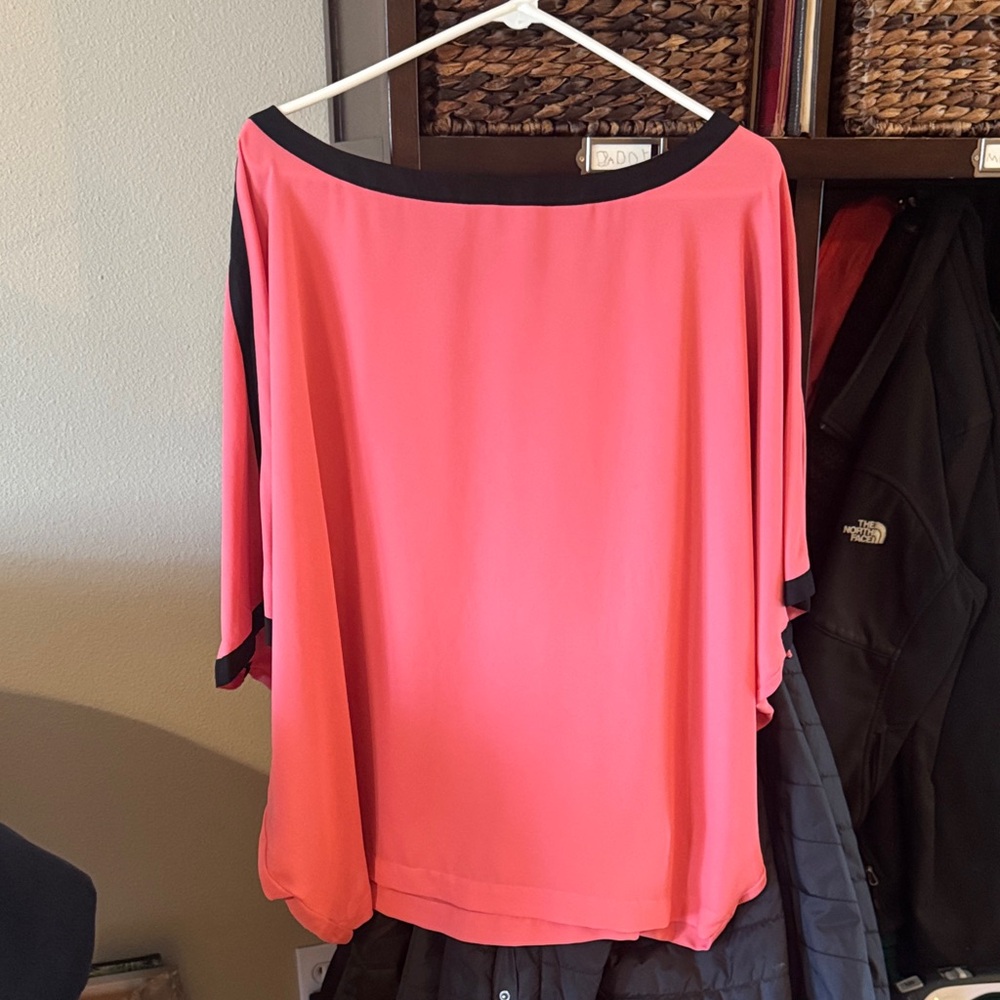 LOFT Coral and Black Blouse